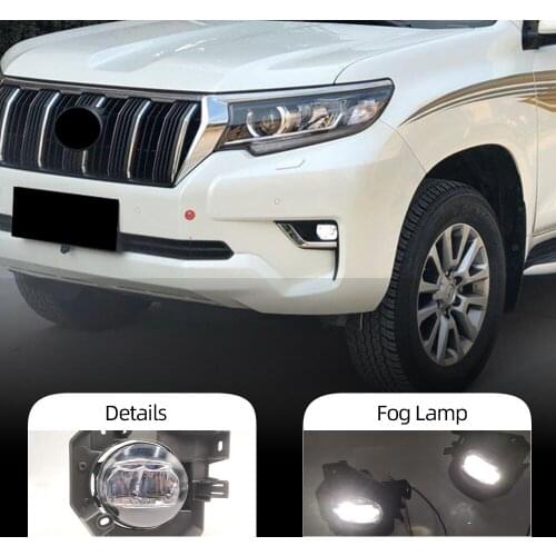 CSCSNL 2PCS LED Car Fog Lamp Assembly For Toyota Land Cruiser Prado 2018 2019 2020 Daytime Running Light DRL Foglamp cover