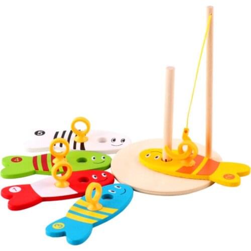 Wooden Digital Fishing Set Toy Column Game Puzzle Early Education Toys Children Gifts