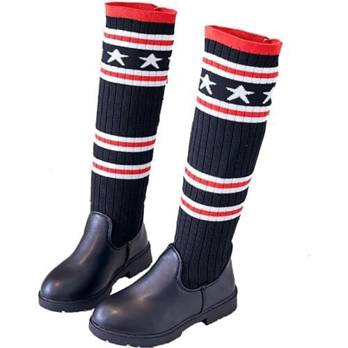 Childrens Shoes 2021 Autumn Winter New Girls Over The Knee Boots Childrens Knitted Boots Baby Fashion Shoes