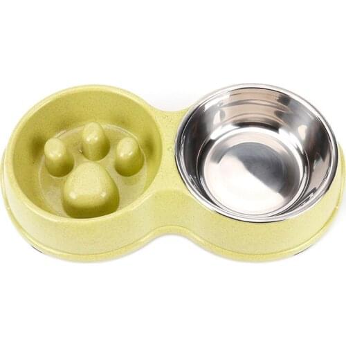 Pet dog and cat slow food bowl multi-functional obesity prevention dog bowl double bowl combination dog slow food water bowl acc