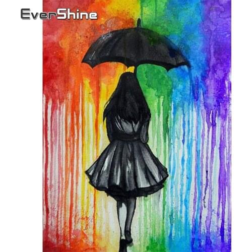 EverShine Full Square Diamond Painting Landscape Diamond Embroidery DIY Girl Rhinestones Mosaic Umbrella 5D Picture Wall Art