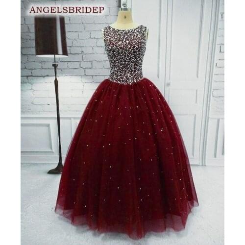 Burgundy Quinceanera Dresses for 15 years Backless Beaded Tulle Ball Gown Vestidos De 15 Anos Formal Princess Party Gowns