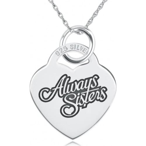 GNX14550 Custom Engraved Necklace, 100% Fine 925 Sterling Silver Always Sister Heart Pendants Necklaces Special Gift For Sister