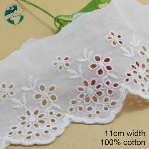 3yards 11cm wide 100% Cotton embroid lace sewing ribbon guipure trim wedding lace DIY Garment Accessories african doll lace#3979