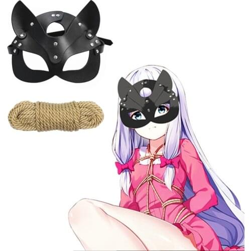 Eye Mask Beautiful Masquerade Halloween Cat Ears Cosplay Cat Ear Anime Party Costume Bow Tie Bell Headwear Headband Anime