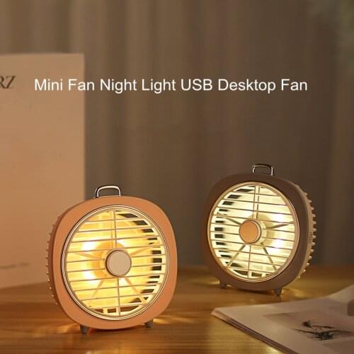 Mini Fan Night Light USB Desktop Fan Air Circulator Multifunction 2 in 1 Portable Lantern For Working Study Summer Gifts
