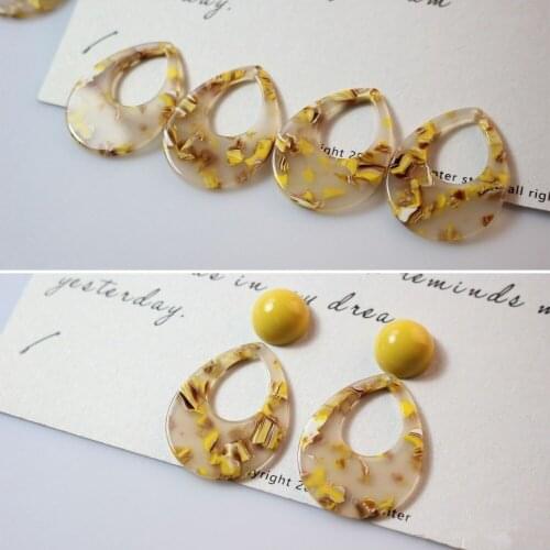 Min order 20pcs/lot color pattern printing geometry water drop shape acrylic beads diy jewelry earring/garment pendant accessory