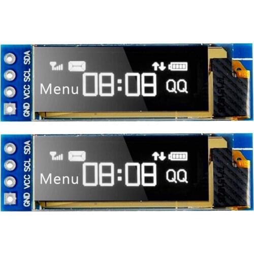 I2C OLED LCD Display Module 0.91 Inch I2C SSD1306 OLED Display Module White/Blue I2C OLED Screen Driver DC 3.3V~5V for Arduino