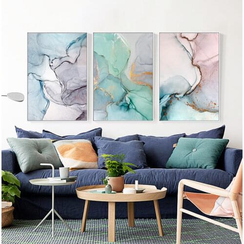 Marble Abstract Canvas Painting Alcohol Ink Posters And Prints Wall Pictures Geometric Print Living Room Decor Poster Decorative