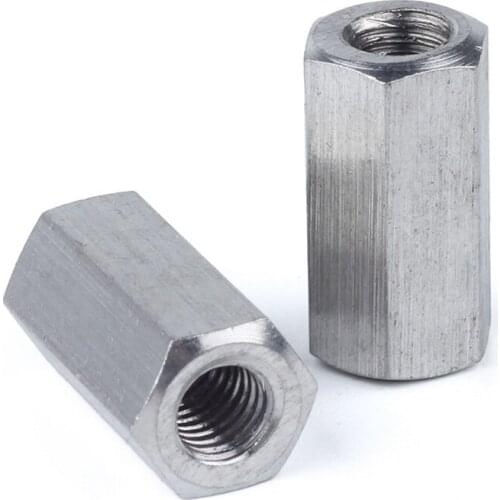 Hex Coupling Nuts M5 M6 M8 M10 M12 M16 M20 M24 304 Stainless Steel Rod Coupling Hex Nut Connection Threaded Bar Stud Long Nuts