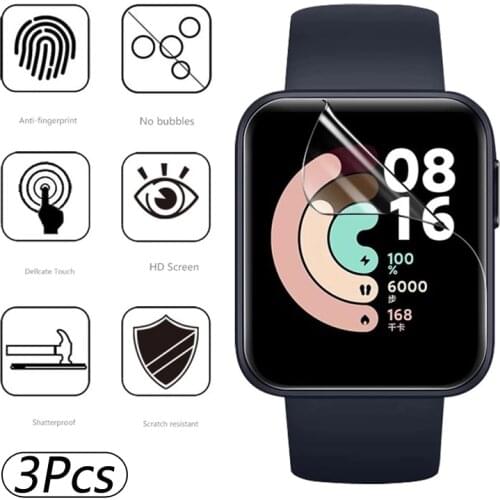 3Pcs/lot PET Soft Hydrogel Protective Film For Redmi Watch / Xiaomi Mi Watch Lite HD Clear Film for Xiaomi Mi Watch 2019 / Color