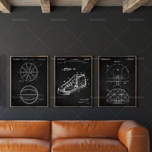 Basketball Patent Set of 4, Basketball Hoop Art, Basketball Poster, Sneaker Patent, Gift for Him