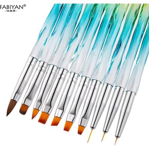 Gradient Acrylic Nail Art Brushes Set Painting UV Gel Drawing Flower Nail Lines Pen Manicure Dotting Tool 10Pcs