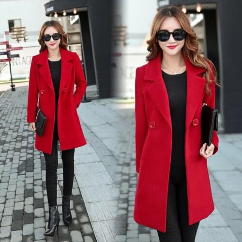 Autumn and winter new Korean version of the cashmere coat in the long woolen coat large size solid color fashion wool coat TB189