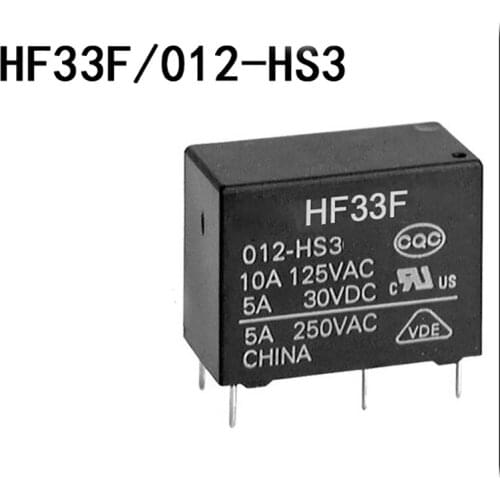 New relay 10pcs/lot HF33F-012-HS3 HF33F/012-HS3 JZC-33F-012-HS3 JZC-33F/012-HS3 12V4PIN JZC-33F-12V