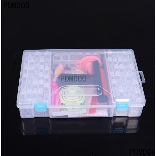PDMDOG 5d Diamond Painting Tools Kits with Storage Box for Diamond Embroidery Accessories 64 Grids Beads Storage Container
