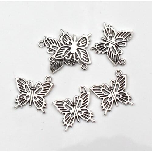 8pcs Charms hollow butterfly 20*19mm Antique Tibetan Silver Pendant Finding Accessories DIY Vintage Choker Necklace Handmade