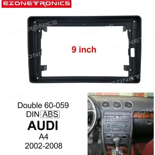 2Din Car DVD Frame Audio Fitting Adaptor Dash Trim Kits Facia Panel 9inch For AUDI A4 2002-2008 Double Din Radio Player