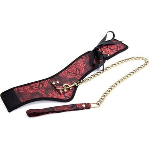 Candiway Adjustable Retro Chinoiserie Embroidery Collar With Elegant Black Ribbon BDSM Bondage Adult Game Erotic Toys For Women