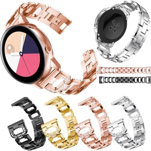 20mm Stainless Steel Strap For Samsung Galaxy 42mm Band Watch Active Gear S2 WatchBand Bling Rhinestone Replacement bracelet
