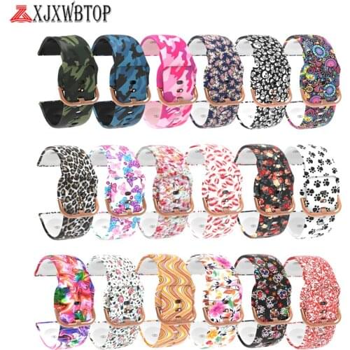 20mm Silicone Printed Watchband for Samsung Galaxy Watch Active Quick Release Watchband Silicone Sports Watch Band Replacement