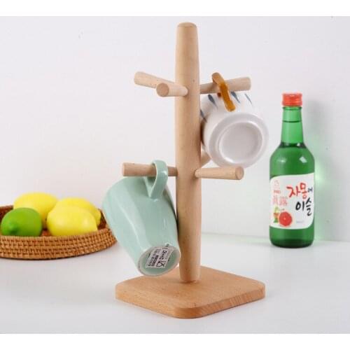 Kitchen Dining Room Cup Rack Living Room Beech Paper Towel Rack Vertical Non Drilling Solid Wood Drain Cup Rack Paper Roll Rack