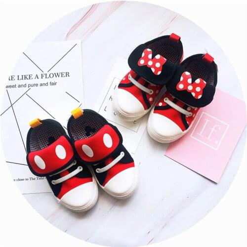 Disney childrens cartoon Minnie Mickey boy non-slip soft sole girl canvas shoes casual sports shoes baby shoes bow