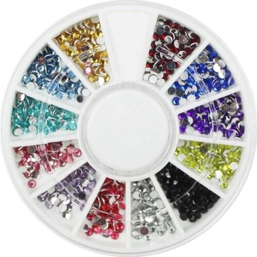 Nail decoration 2mm color diamond plate 12 color rhinestones Small flat semicircle shiny acrylic diamond nails