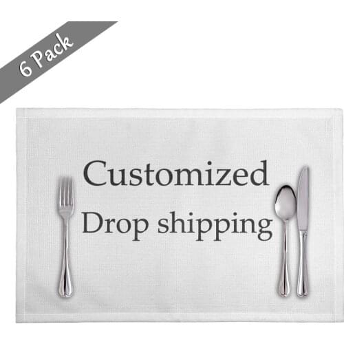 Upetstory 6 Pcs Set PVC Fabric Placemat Fashion Style Customiable Pattern Logo Table Mats Tableware Kitchen Tools Drops