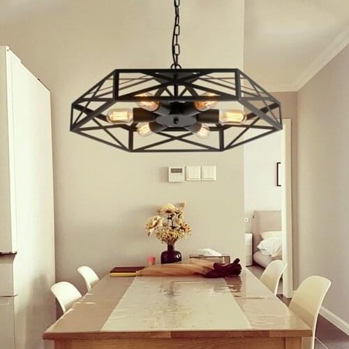 Vintage Industrial Lighting Hexagonal Geometry Lamp Pendant Light American Aisle Lights Lamp Edison Bulb 110V-220V