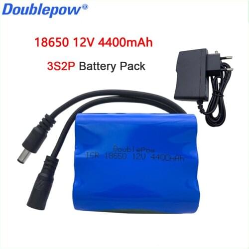 100%Real capacity 18650 12V 4400mAh Rechargeable battery pack with BMS Lithium Battery pack 4.4 Ah Protection Board for monitor