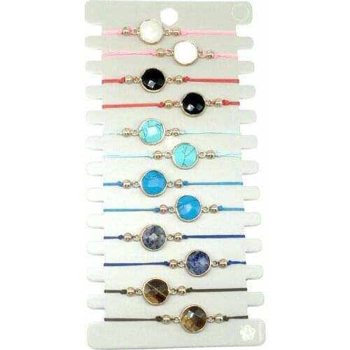 12PCS/Natural stone/Skull head Charms Bracelets Bangles Yoga Adjustable Bead Bracelet Handmade Braided For Women Fashion Jewelry