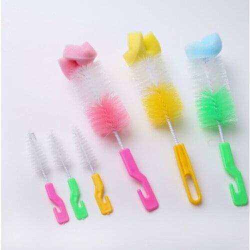 2Pcs/set Baby Nipple Milk Bottle Cup 360 Degree Sponge Cleaner + Pacifier Brush For Baby Nipple Milk Bottle Cleanning Brush
