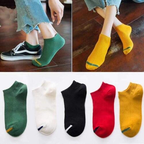 5 Pairs Casual womens socks pattern letters female Korean version of the socks cotton thin section boat socks female leopard