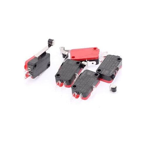 5 Pcs RV-166-1C25 Micro Limit Switch Actuator Type Long Roller Lever Arm