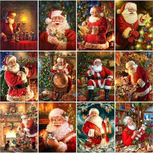 AZQSD Diamond Embroidery Santa Claus Christmas Mosaic Handicraft Diamond Painting Portrait Cross Stitch Rhinestones Home Decor