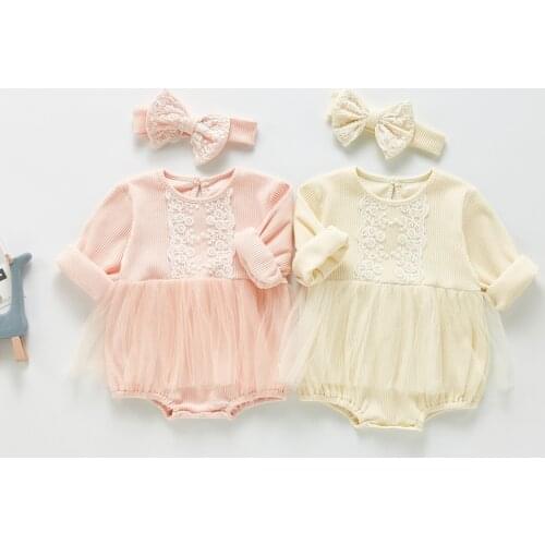 Baby Girls Long Sleeve Bodysuit 2021 Autumn New Cotton Enfant Jumpsuit Cute Princess Dress Outfits For Toddler Girl Clothes