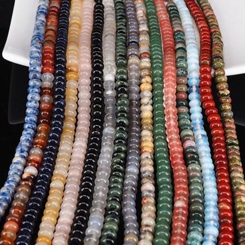 5x8mm Natural Stone Beads For Jewelry Making DIY Loose Spacer Heishi Abacus Agates Stone Beads Fit Bracelet Necklace Strand 15