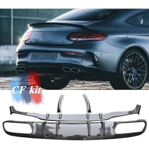 CF Kit Carbon Fiber Rear Diffuser Bumper Lip For Mercedes-Benz C Class W205 2019 UP 2 Door