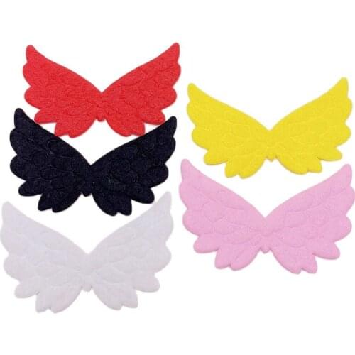 80Pcs 5X3.5CM Felt Angel Wing Padded Applique For DIY Clothes Shoes Hat Headwear Clips Crafts Decor Patches