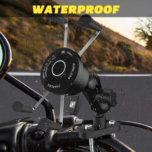 Hot Sell 12V Motorcycle Phone QC3.0 USB Qi Fast Charging Wireless Charger Bracket Holder