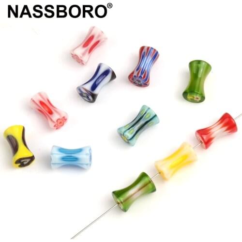 Colorful Beads Cylinder Shape Lampwork Glazed Glass Beads for Jewelry Making 1mm Hole Diy Bracelet Necklace