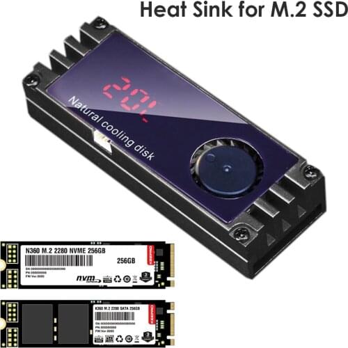 M.2 SSD Heatsink Cooler Digital Temperature Display with Turbo Cooling Fan for 2280 22110 NVMe M2 Solid State Drive Thermal Pad