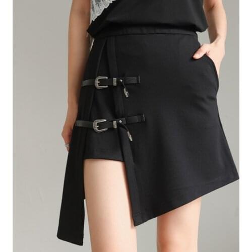Summer Punk Style Women Mini Skirt Sexy A-Line Korean Casual Irregular Ladies High Waist Harajuku Gothic Skirts Female