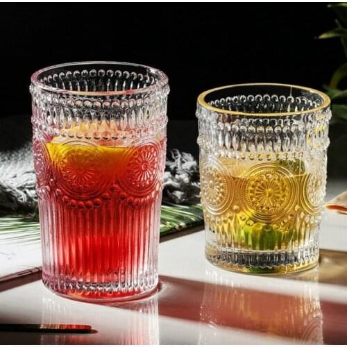 Hot Beer Glass Cup Fashion Golden Rim Cocktails Cups Home Breakfast Milk Juice Mugs Kitchen Supplies Festival Party Drinkware