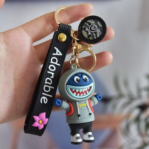 Cartoon Key Chain PVC Frog Funny Toy Keychain Animals Smiling with Teeth Car Key Ring Children Boy Birthday Gifts Wholesale