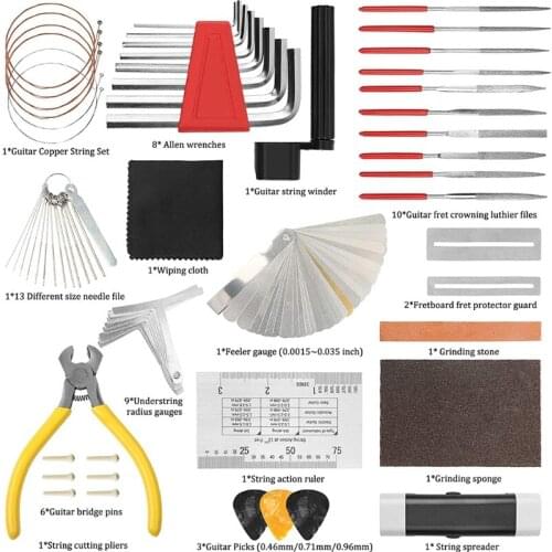 54Pcs Complete Guitar Repairing Maintenance Tool Kit Guitar Repair Setup Tools