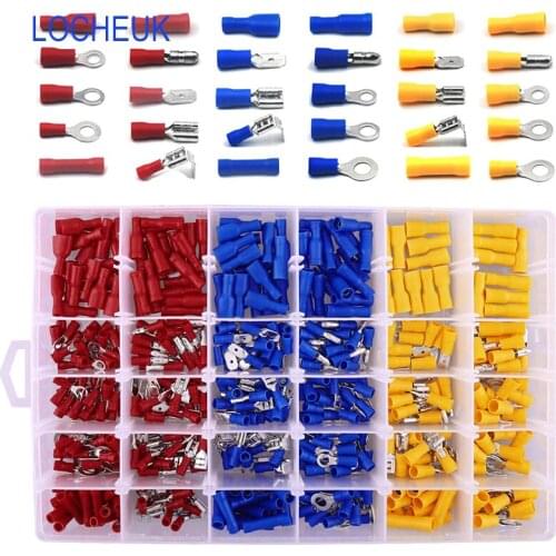 480pcs Crimp Connectors Insulated Electrical Connectors Set Includes Ring Bullet Spade Butt Splice and Piggy Back