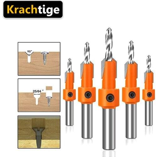 Aluminum Countersink Drill Alloy HSS Drill Bit Set Screw Woodworking Chamfer Tool Quick Change 3mm 3.2mm 3.5mm 4mm