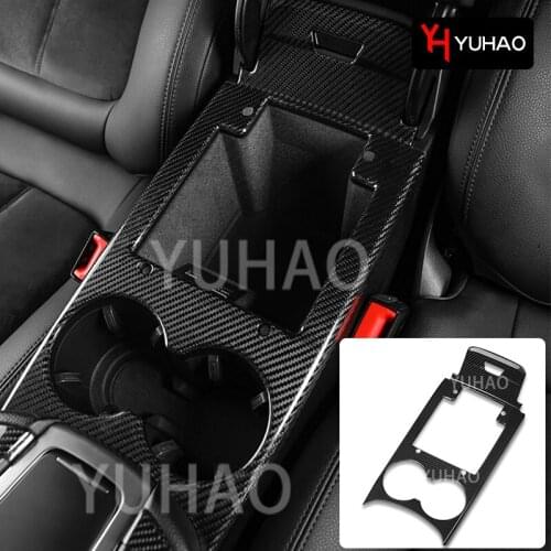 For Porsche 2014-2020 Macan Car Gear Lever Panel Water Cup Cover Carbon Fiber Sticker Car Interior Styling Modification Supplies